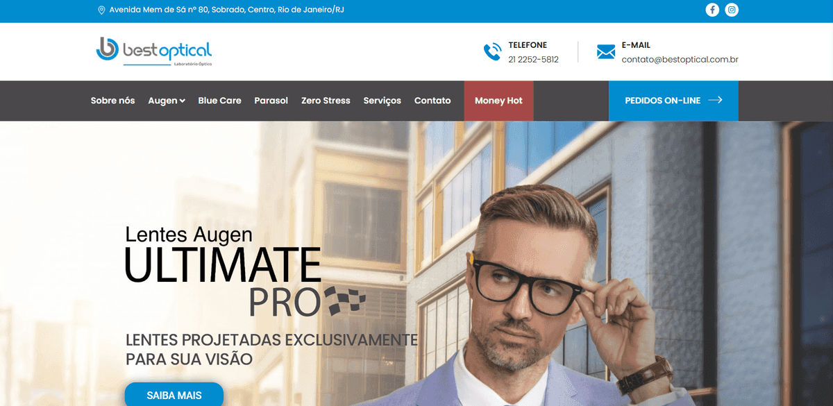 Hero do site da BestOptical, laboratório óptico no Rio de Janeiro